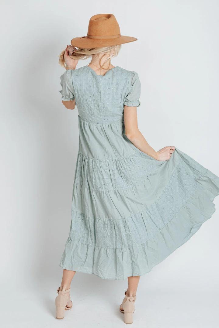 Piper & Scoot The Tayley Tiered Maxi Dress In Cloud Blue