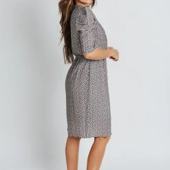 Piper & Scoot The Zilles Puff Sleeve Floral Dress In Lavender + Black