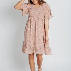 Piper & Scoot The Frances Floral Dress In Rose Dresses