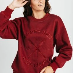 Piper & Scoot The Ski Club Pullover In Burgundy Tops