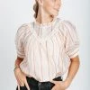 Piper & Scoot Tops The Devin Striped Detail Blouse In Cream