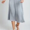 Piper & Scoot The Moosman Striped Satin Skirt In Dusty Blue