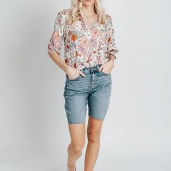 Piper & Scoot Denim: The High Rise Bermuda Short In Medium Blue