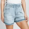 Piper & Scoot Denim: High Rise Paperbag Short In Medium Blue