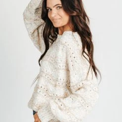 Piper & Scoot The Lumineer Mixed Thread Sweater In Light Blue Multi