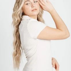 Piper & Scoot The Caden Ribbed Polo In Taupe