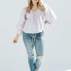 Piper & Scoot The Player Sweetheart Blouse In Lavender