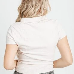 Piper & Scoot The Caden Ribbed Polo In Taupe