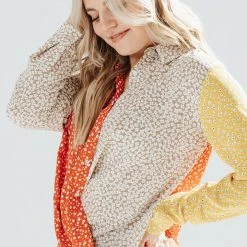 Piper & Scoot The Rookie Long Sleeve Floral Blouse In Red + Taupe Tops