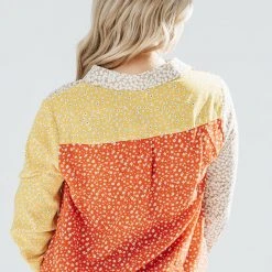 Piper & Scoot The Rookie Long Sleeve Floral Blouse In Red + Taupe Tops