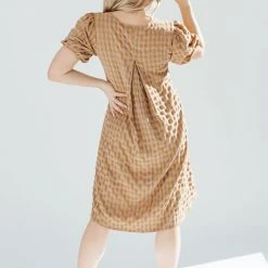 Piper & Scoot The Macey Plaid Midi Dress In Mustard Dresses