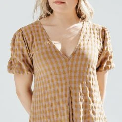 Piper & Scoot The Macey Plaid Midi Dress In Mustard Dresses