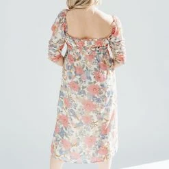 Piper & Scoot The Sasha Floral Midi Dress In Pink + Blue Dresses