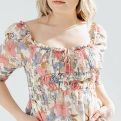 Piper & Scoot The Sasha Floral Midi Dress In Pink + Blue Dresses