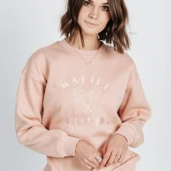 Piper & Scoot The Malibu Athletics Pullover In Blush Tops