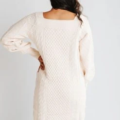 Piper & Scoot The Anisia Woven Sweater Dress In Cream