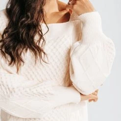 Piper & Scoot The Anisia Woven Sweater Dress In Cream