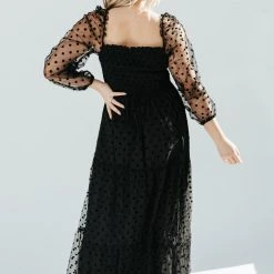 Piper & Scoot The Easton Dot Detail Dress In Black Dresses