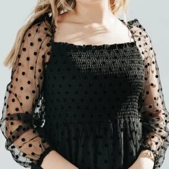 Piper & Scoot The Easton Dot Detail Dress In Black Dresses