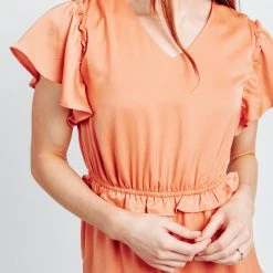 Piper & Scoot Dresses The Zenni Tiered Midi Dress In Peach