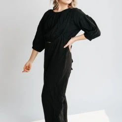 Piper & Scoot The Olli Casual Gauze Set In Black Bottoms + Jumpsuits