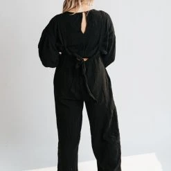 Piper & Scoot The Olli Casual Gauze Set In Black Bottoms + Jumpsuits