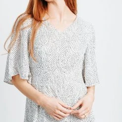 Piper & Scoot Dresses The Fiore Dot Tiered High-Low Maxi Dress In White + Black