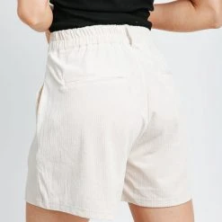 Piper & Scoot The Tino High Waisted Corduroy Shorts In Natural