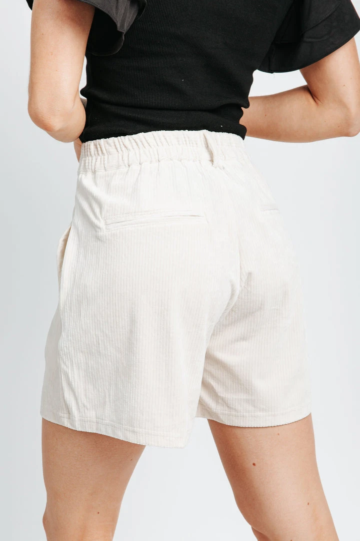 Piper & Scoot The Tino High Waisted Corduroy Shorts In Natural