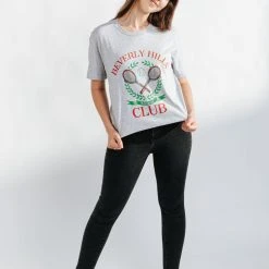 Piper & Scoot The Beverly Hills Graphic Tee In Heather Grey