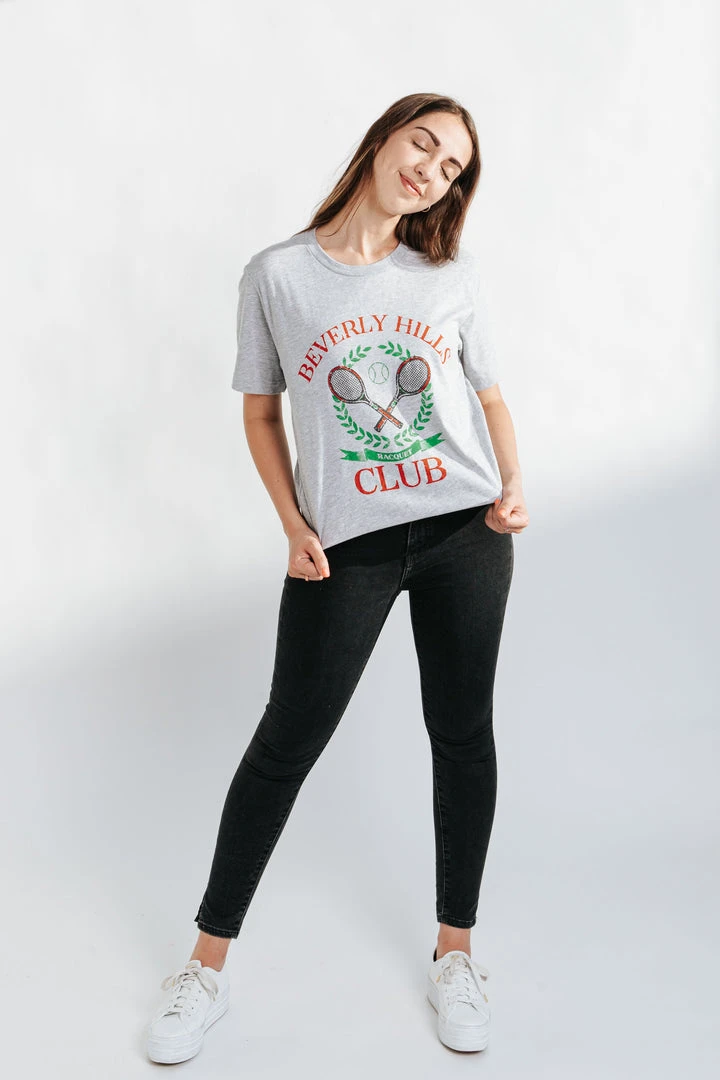 Piper & Scoot The Beverly Hills Graphic Tee In Heather Grey