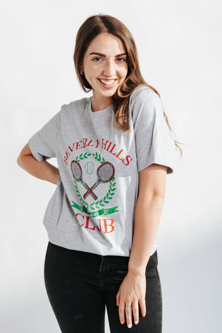 Piper & Scoot The Beverly Hills Graphic Tee In Heather Grey