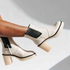 Piper & Scoot Shoes Free People: James Chelsea Boot In White Leather