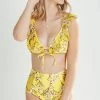 Piper & Scoot SWIM: The Judah High Waisted Two Piece Set In Yellow Floral