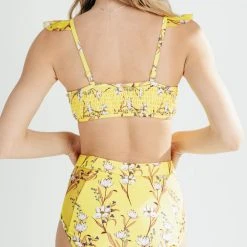 Piper & Scoot SWIM: The Judah High Waisted Two Piece Set In Yellow Floral