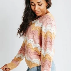 Piper & Scoot The Napa Wave Detail Sweater In Rose