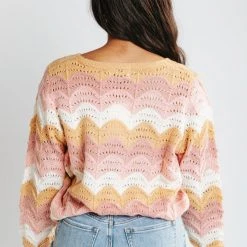 Piper & Scoot The Napa Wave Detail Sweater In Rose