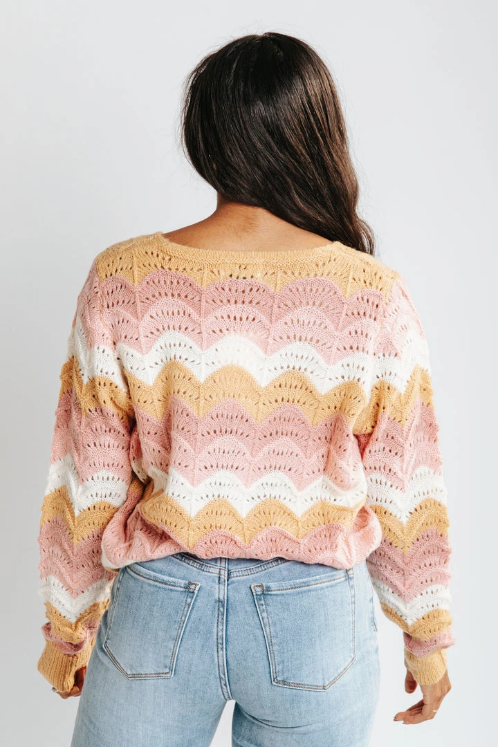 Piper & Scoot The Napa Wave Detail Sweater In Rose