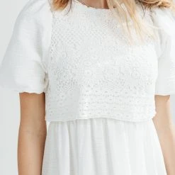 Piper & Scoot Dresses The Krista Lace Detail Midi Dress In White