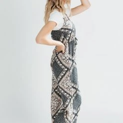 Piper & Scoot Bottoms + Jumpsuits The Beatrice Patterned Tank Jumpsuit In Navy