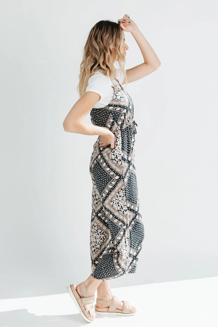 Piper & Scoot Bottoms + Jumpsuits The Beatrice Patterned Tank Jumpsuit In Navy