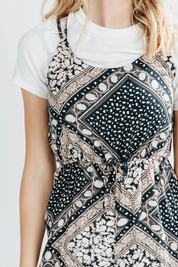 Piper & Scoot Bottoms + Jumpsuits The Beatrice Patterned Tank Jumpsuit In Navy