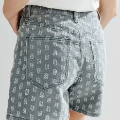 Piper & Scoot The Duncan Textured Denim Shorts In Blue Bottoms + Jumpsuits