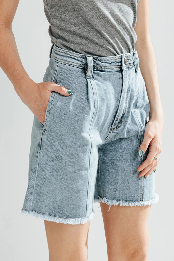 Piper & Scoot The Ervin A-Line Shorts In Denim
