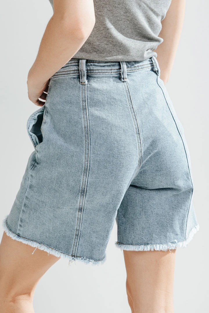 Piper & Scoot The Ervin A-Line Shorts In Denim