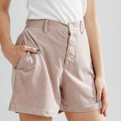 Piper & Scoot Bottoms + Jumpsuits The Tino High Waisted Corduroy Shorts In Dusty Lavender