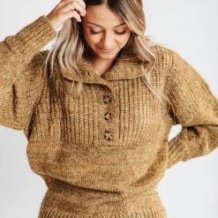 Piper & Scoot Tops The Naja Woven Sweater In Mustard