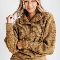 Piper & Scoot Tops The Naja Woven Sweater In Mustard