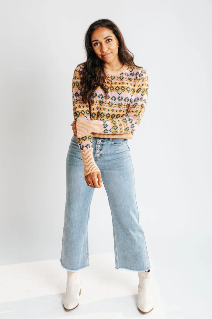 Piper & Scoot The Marko Fair Isle Patterned Sweater In Mustard