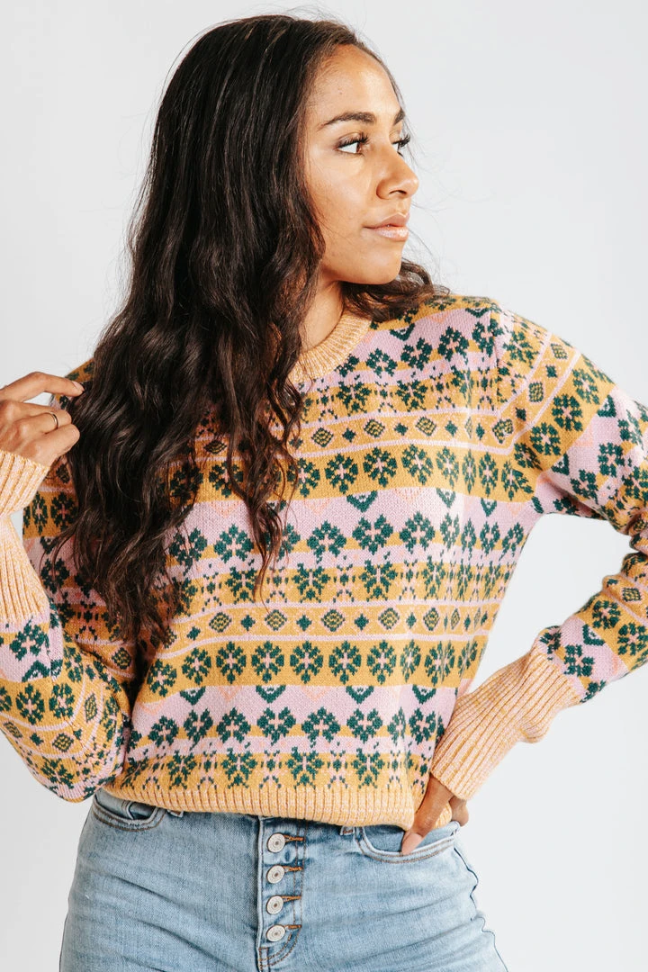 Piper & Scoot The Marko Fair Isle Patterned Sweater In Mustard